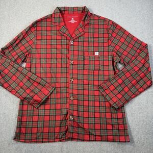 Simply Southern Collection Women's XXL Red Plaid Button Front Pajama Sleep Shirt